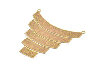 Brass Earring Charm ,4 Raw Brass Ethnic Motif Earring Charms With 2 Loops Pendants, Findings (47x53mm) E505