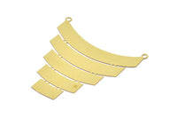 Brass Earring Charm ,4 Raw Brass Ethnic Motif Earring Charms With 2 Loops Pendants, Findings (47x53mm) E505