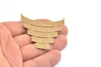 Brass Earring Charm ,4 Raw Brass Ethnic Motif Earring Charms With 2 Loops Pendants, Findings (47x53mm) E505