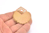 Brass Earring Charm ,4 Raw Brass Ethnic Motif Earring Charms With 1 Loop Pendants, Findings (65x42mm) E480
