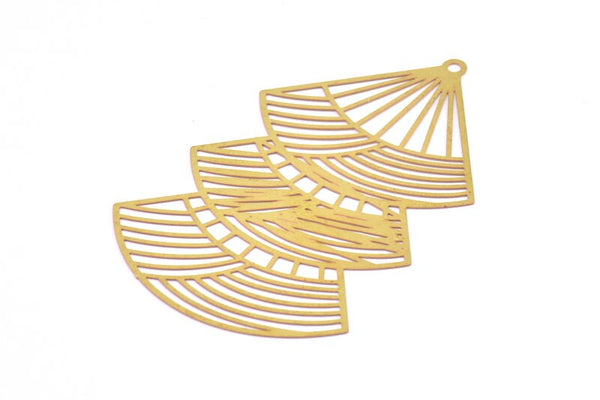 Brass Earring Charm ,6 Raw Brass Ethnic Motif Earring Charms With 1 Loop Pendants, Findings (64x39mm) E481