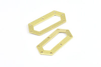 Brass Hexagon Blank, 12 Raw Brass Hexagon Charms, Pendants With 8 Holes (36x16x0.80mm) R049