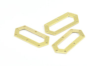 Brass Hexagon Blank, 12 Raw Brass Hexagon Charms, Pendants With 8 Holes (36x16x0.80mm) R049