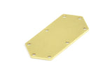 Brass Hexagon Blank, 12 Raw Brass Hexagon Stamping Blank Tag Charms With 8 Holes (36x16x0.80mm) R050
