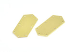 Brass Hexagon Blank, 12 Raw Brass Hexagon Stamping Blank Tag Charms With 8 Holes (36x16x0.80mm) R050