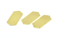 Brass Hexagon Blank, 12 Raw Brass Hexagon Stamping Blank Tag Charms With 8 Holes (36x16x0.80mm) R050