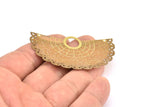 Brass Earring Charm ,4 Raw Brass Ethnic Motif Earring Charms With 2 Holes Pendants, Findings (62x36mm) E521