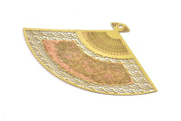 Pirinç Küpe Tılsımı, 1 Delikli Kolye Uçlu 4 Ham Pirinç Etnik Motifli Küpe Tılsımı, Bulgular (69x23mm) E523