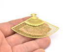 Pirinç Küpe Tılsımı, 1 Delikli Kolye Uçlu 4 Ham Pirinç Etnik Motifli Küpe Tılsımı, Bulgular (69x23mm) E523