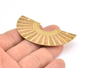 Brass Earring Charm ,4 Raw Brass Ethnic Motif Earring Charms With 2 Holes Pendants, Findings (66x24mm) E526