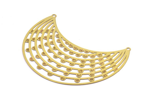 Brass Earring Charm ,4 Raw Brass Ethnic Motif Earring Charms With 2 Loops Pendants, Findings (60x32mm) E417