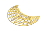 Brass Earring Charm ,4 Raw Brass Ethnic Motif Earring Charms With 2 Loops Pendants, Findings (60x32mm) E417