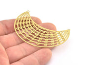 Brass Earring Charm ,4 Raw Brass Ethnic Motif Earring Charms With 2 Loops Pendants, Findings (60x32mm) E417