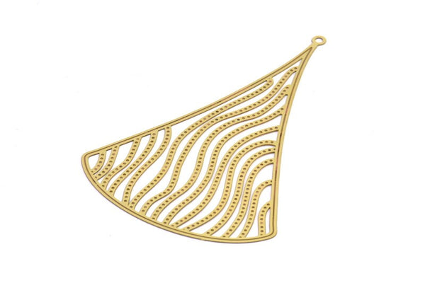Brass Earring Charm ,4 Raw Brass Ethnic Motif Earring Charms With 1 Loop Pendants, Findings (78x52mm) E522