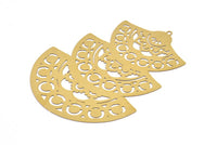 Brass Earring Charm ,2 Raw Brass Ethnic Motif Earring Charms With 1 Loop Pendants, Findings (75x56mm) E538