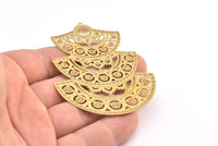 Brass Earring Charm ,2 Raw Brass Ethnic Motif Earring Charms With 1 Loop Pendants, Findings (75x56mm) E538