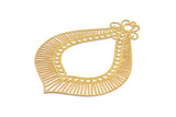 Brass Earring Charm ,4 Raw Brass Ethnic Motif Earring Charms With 1 Hole Pendants, Findings (62x45mm) E434