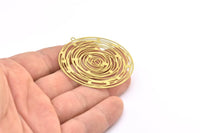 Brass Earring Charm , 4 Raw Brass Ethnic Motif Earring With 1 Loop Charms, Findings (50mm) E513