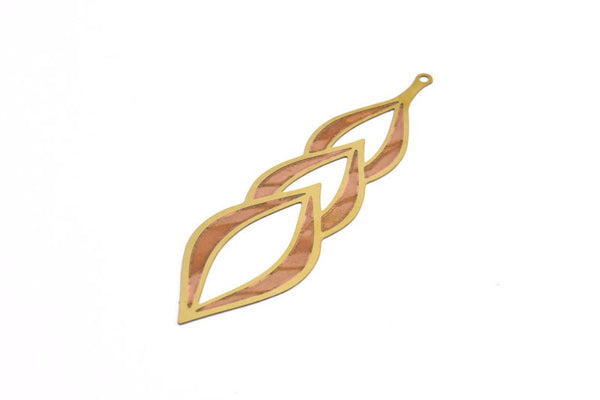 Brass Earring Charm ,6 Raw Brass Ethnic Motif Earring Charms With 1 Loop Pendants, Findings (79x23mm) E507