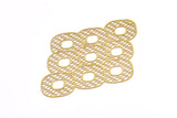 Brass Earring Charm 4 Raw Brass Ethnic Motif Earring Charms With 1 Hole Pendants, Findings (79x55mm) E509