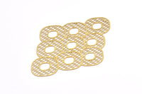 Brass Earring Charm 4 Raw Brass Ethnic Motif Earring Charms With 1 Hole Pendants, Findings (79x55mm) E509
