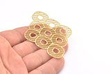 Brass Earring Charm 4 Raw Brass Ethnic Motif Earring Charms With 1 Hole Pendants, Findings (79x55mm) E509