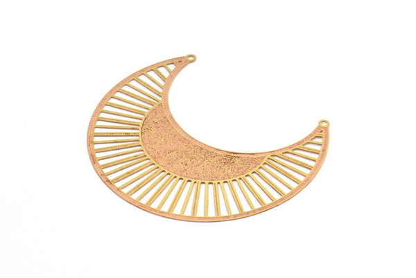 Brass Earring Charm 4 Raw Brass Ethnic Motif Earring Charms With 2 Loops Pendants, Findings (60x28mm) E517