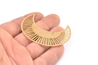 Brass Earring Charm 4 Raw Brass Ethnic Motif Earring Charms With 2 Loops Pendants, Findings (60x28mm) E517