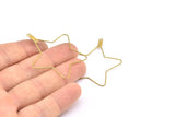 Brass Star Earring, 24 Raw Brass Wire Star Earring Charms With 2 Loops, Pendants, Findings (45x40x0.7mm) E558