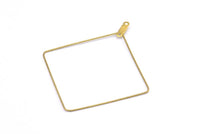 Brass Square Earring, 24 Raw Brass Wire Square Earring Charms With 2 Loops, Pendants, Findings (40x0.7mm) E595