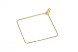Brass Square Earring, 24 Raw Brass Wire Square Earring Charms With 2 Loops, Pendants, Findings (40x0.7mm) E595