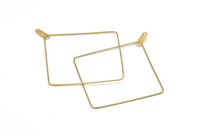 Brass Square Earring, 24 Raw Brass Wire Square Earring Charms With 2 Loops, Pendants, Findings (40x0.7mm) E595