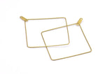 Brass Square Earring, 24 Raw Brass Wire Square Earring Charms With 2 Loops, Pendants, Findings (40x0.7mm) E595