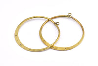 Brass Round Earring, 6 Raw Brass Round Earring Charms With 1 Loop and 3 Holes , Pendants, Findings (50mm) E545