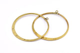 Brass Round Earring, 6 Raw Brass Round Earring Charms With 1 Loop and 3 Holes , Pendants, Findings (50mm) E545