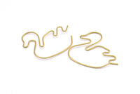 Brass Duck Earring, 4 Raw Brass Wire Duck Earring Charms, Pendants, Findings (40x36x1mm) E552