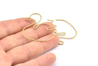 Brass Duck Earring, 4 Raw Brass Wire Duck Earring Charms, Pendants, Findings (40x36x1mm) E552