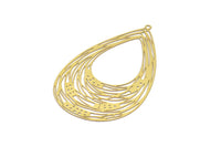 Brass Earring Charm ,4 Raw Brass Textured Drop Earring Charms With 1 Loop Pendants, Findings (67x41mm) E484