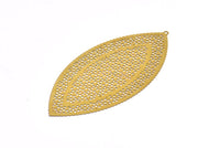Brass Earring Charm , 4 Raw Brass Textured Marquise Earring Charms With 1 Loop Pendants, Findings (83x39mm) E469