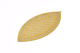 Brass Earring Charm , 4 Raw Brass Textured Marquise Earring Charms With 1 Loop Pendants, Findings (83x39mm) E469