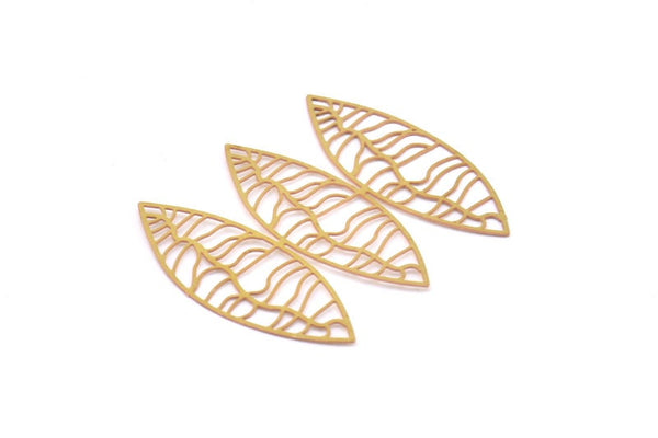 Brass Earring Charm , 6 Raw Brass Textured Marquise Earring Charms Pendants, Findings (40x34mm) E451