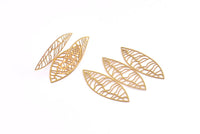Brass Earring Charm , 6 Raw Brass Textured Marquise Earring Charms Pendants, Findings (40x34mm) E451