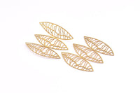 Brass Earring Charm , 6 Raw Brass Textured Marquise Earring Charms Pendants, Findings (40x34mm) E451