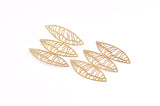 Brass Earring Charm , 6 Raw Brass Textured Marquise Earring Charms Pendants, Findings (40x34mm) E451