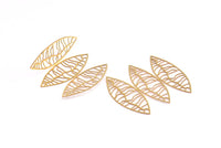 Brass Earring Charm , 6 Raw Brass Textured Marquise Earring Charms Pendants, Findings (40x34mm) E451