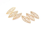 Brass Earring Charm , 6 Raw Brass Textured Marquise Earring Charms Pendants, Findings (40x34mm) E451