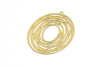 Brass Earring Charm , 4 Raw Brass Textured Oval Earring Charms Pendants With 1 Loop, Findings (57x41mm) E489