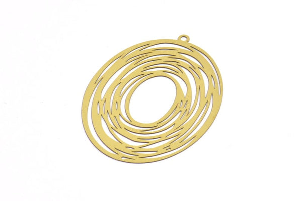 Brass Earring Charm , 4 Raw Brass Textured Oval Earring Charms Pendants With 1 Loop, Findings (57x41mm) E489