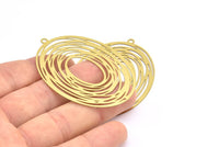 Brass Earring Charm , 4 Raw Brass Textured Oval Earring Charms Pendants With 1 Loop, Findings (57x41mm) E489