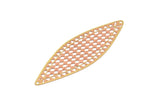 Brass Earring Charm , 6 Raw Brass Textured Marquise Earring Charms With 2 Holes Pendants, Findings (81x26mm) E474